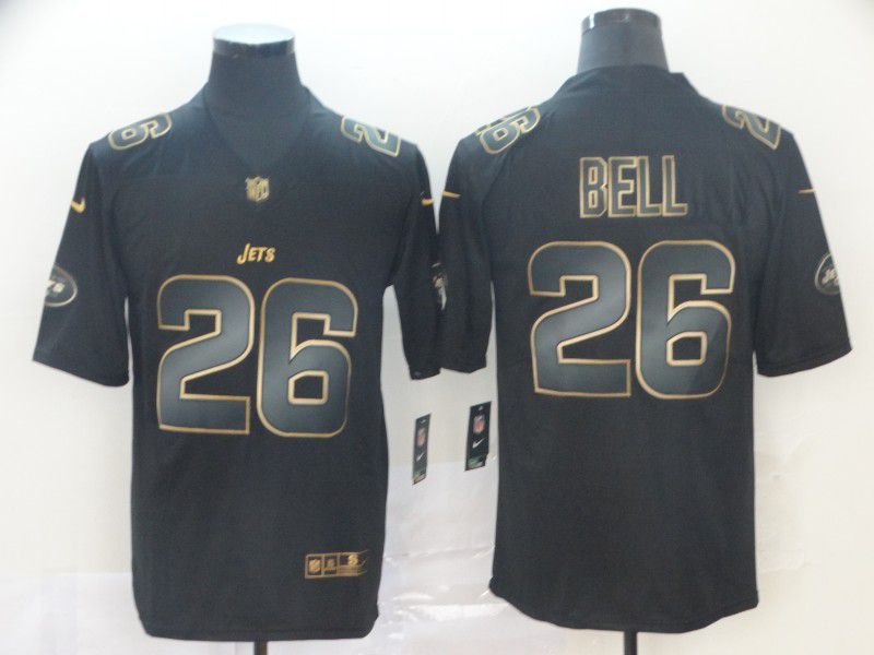 Men New York Jets #26 Bell Nike Vapor Limited Black Golden NFL Jerseys